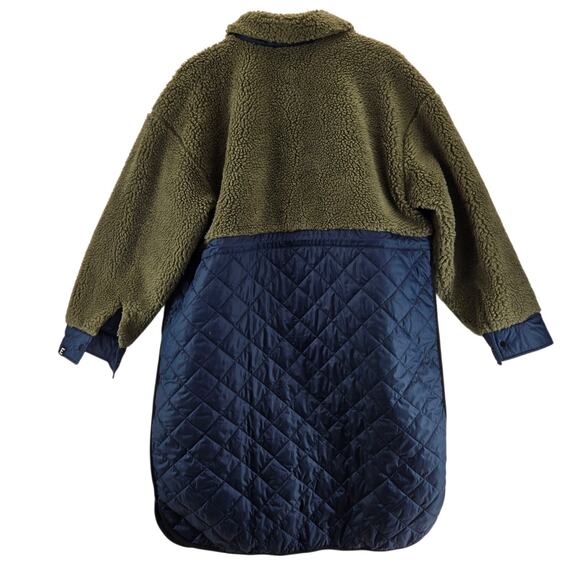Everlane The Quilted Teddy Coat Womens XL Navy Blue Kalamata Green Mid Length - Picture 5 of 13